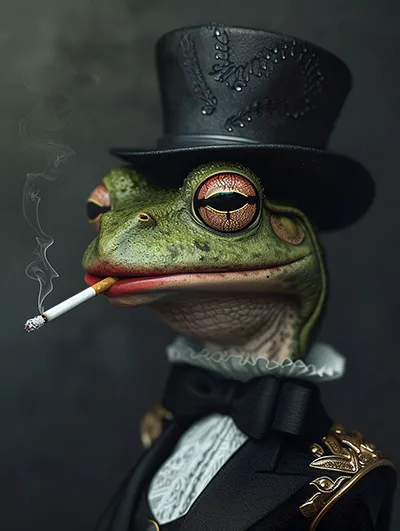 a frog in a hat